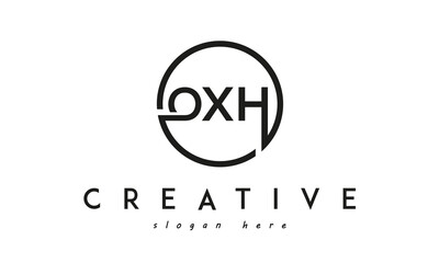 initial OXH three letter logo circle black design