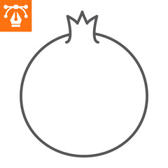 Pomegranate line icon, outline style icon for web site or mobile app, punica and fruit, grenade vector icon, simple vector illustration, vector graphics with editable strokes.
