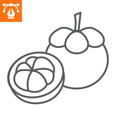 Mangosteen line icon, outline style icon for web site or mobile app, exotic and tropical, garcinia vector icon, simple vector illustration, vector graphics with editable strokes.