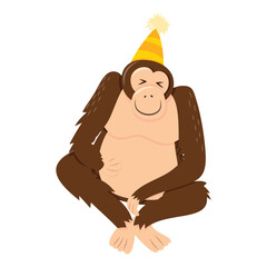 Cartoon Monkey With Party Hat