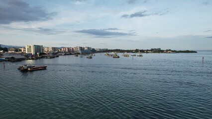 Fototapeta premium Kota Kinabalu, Sabah Malaysia – June 14, 2022: The Waterfront and Esplanade Area of Kota Kinabalu City Centre