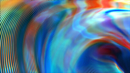 Colorful rainbow reflective lines - hi-tech digital backdrop - abstract 3D rendering