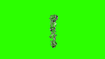 lighting transparent brilliants exclamation point on green screen, isolated - object 3D rendering