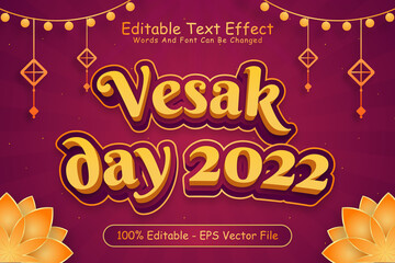 Vesak Day 2022 Editable Text Effect 3 Dimension Emboss Cartoon Style