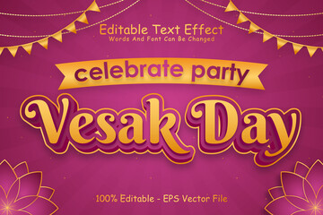 Celebrate Party Vesak Day Editable Text Effect 3 Dimension Emboss Modern Style