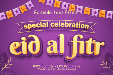 Special Celebration Eid Al Fitr Editable Text Effect 3 Dimension Emboss Modern Style