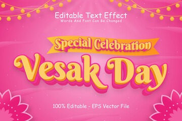 Special Celebration Vesak Day Editable Text Effect 3 Dimension Emboss Cartoon Style