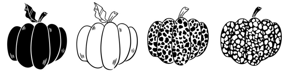 Leopard pumpkin icon vector set. Halloween illustration sign collection.