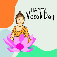 Vector illustration of  Vesak Day Creative Concept for Card or Banner. Vesak Day is a holy day for Buddhists. Happy Buddha Day 