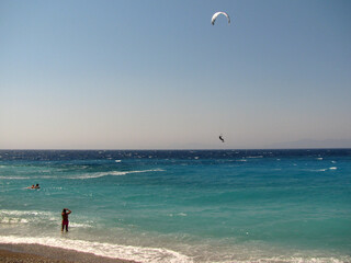 kite surfing on the beach