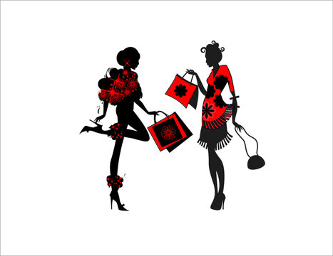 girl with bags