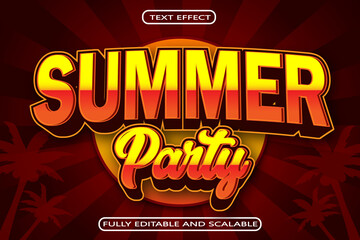 Summer Party Editable Text Effect 3 Dimension Emboss Modern Style
