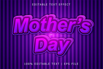 Mothers Day Editable Text Effect 3 Dimension Emboss Modern Style