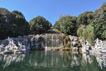 Royal palace gardens and fountain in Caserta