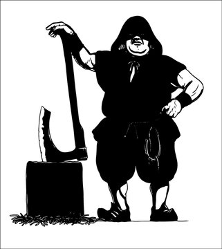 black executioner with axe standing clip art preview
