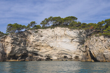 Fototapeta na wymiar White cliffs in Vieste
