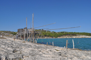 Trabucco Gargano fishing tower in Vieste