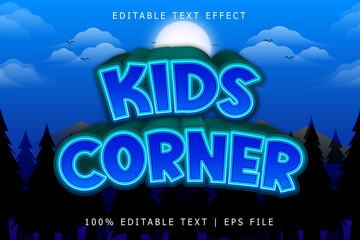 Kids Corner Editable Text Effect 3 Dimension Emboss Modern Style