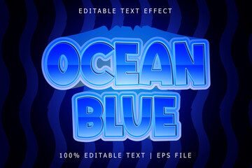 Ocean Blue Editable Text Effect 3 Dimension Emboss Modern Style