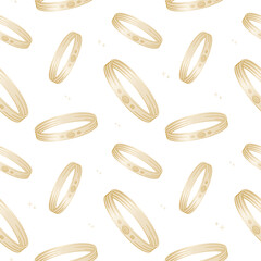 Vector seamless pattern with gold wedding rings.