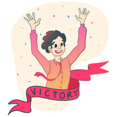 Business success, leadership, winner reaching goal concept.