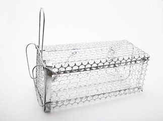 Mousetrap cage on white background ,Pest control concept