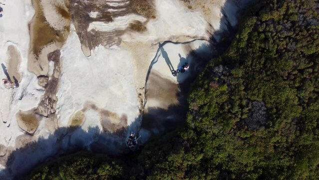 Drone footage of the green coastal cliffs and seascape, Wedding Cake Rock, Australia.