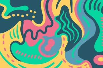 Obraz premium Vector abstract doodle background with colorful spots and blots.