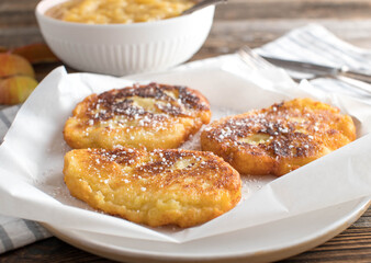 Potato quark pancakes with homemade apple sauce