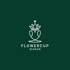 Flower Cup logo design icon template