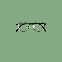 glasses, on a green background. vector illustration