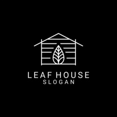 Leaf House logo design icon template