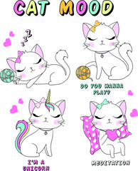 Cute cartoon character cat. group cat vector


