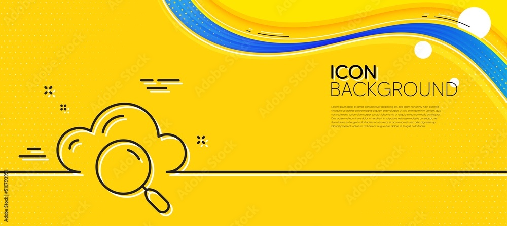 Poster cloud computing search line icon. abstract yellow background. internet data storage sign. file hosti