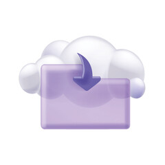 3D cloud storage folder icon, vector digital document file, computer data download backup service. Online information share app logo, safe business web server. Office cloud storage technology symbol