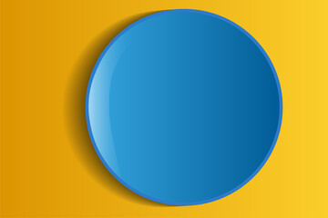 a blue plate on a yellow background. vector illustration