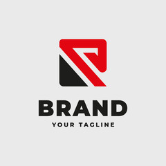 Letter R red logo design template