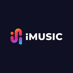 Modern gradient color sound wave music logo design