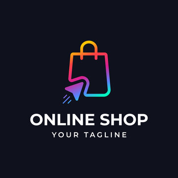 Online shopping logo design click shop design vector template