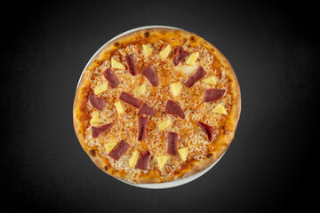 pizza on a black background