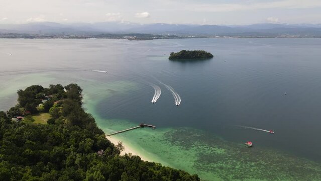 Aerial View of The Manukan, Mamutik and Sapi Islands of Kota Kinabalu, Sabah Malaysia
