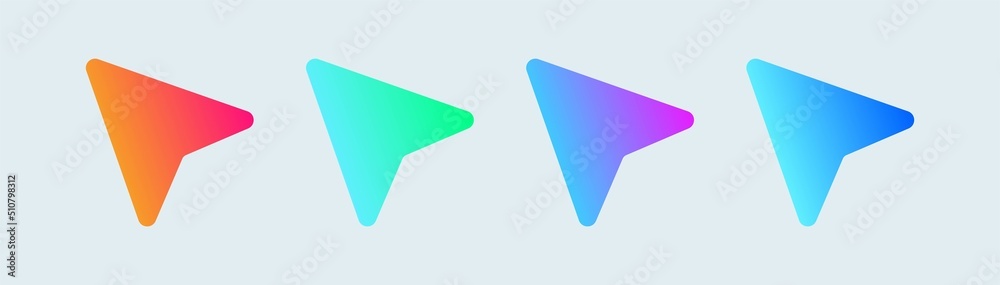 Poster computer cursor or pointer solid icon in gradient colors. arrow pointer icon for apps or website.