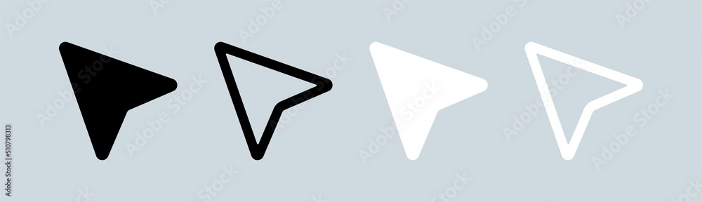 Poster computer cursor or pointer icon in black and white colors. arrow pointer icon for apps or website.