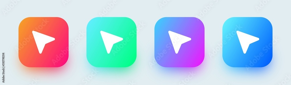 Aufkleber computer cursor or pointer solid icon in square gradient colors. arrow pointer icon for apps or webs