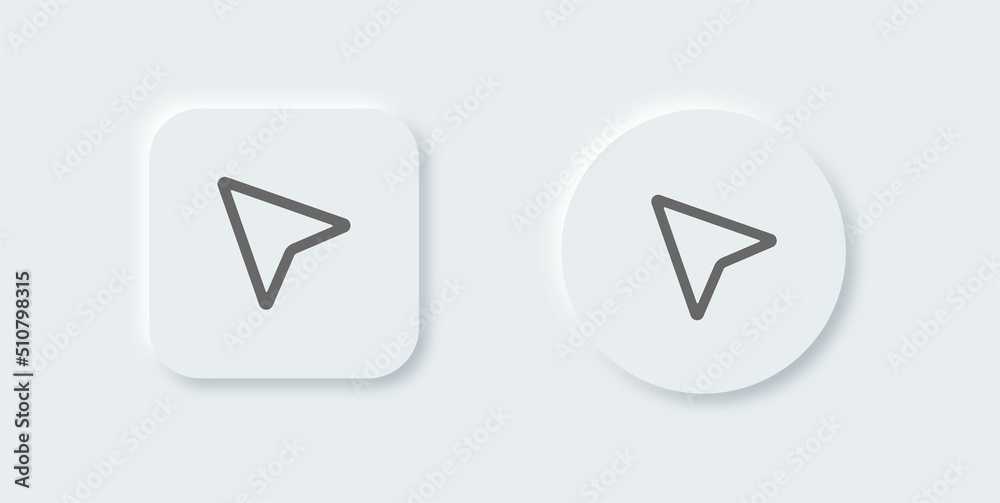 Poster computer cursor or pointer outline icon in neomorphic design style. arrow pointer icon for apps or w