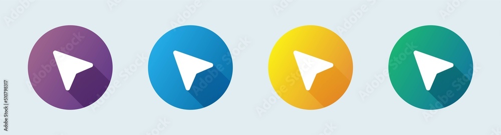 Poster computer cursor or pointer solid icon in flat design style. arrow pointer icon for apps or website.