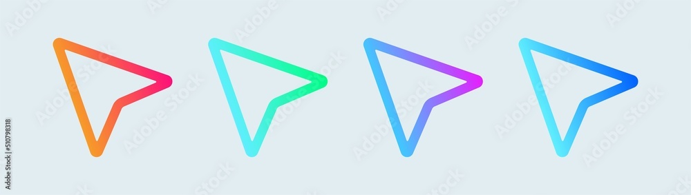 Poster computer cursor or pointer outline icon in gradient colors. arrow pointer icon for apps or website.