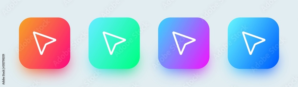 Aufkleber computer cursor or pointer outline icon in square gradient colors. arrow pointer icon for apps or we