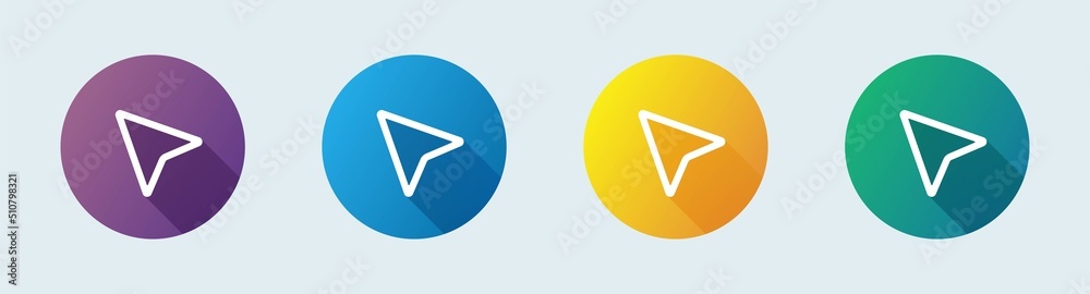 Poster computer cursor or pointer outline icon in flat design style. arrow pointer icon for apps or website