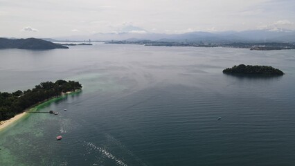 Aerial View of The Manukan, Mamutik and Sapi Islands of Kota Kinabalu, Sabah Malaysia